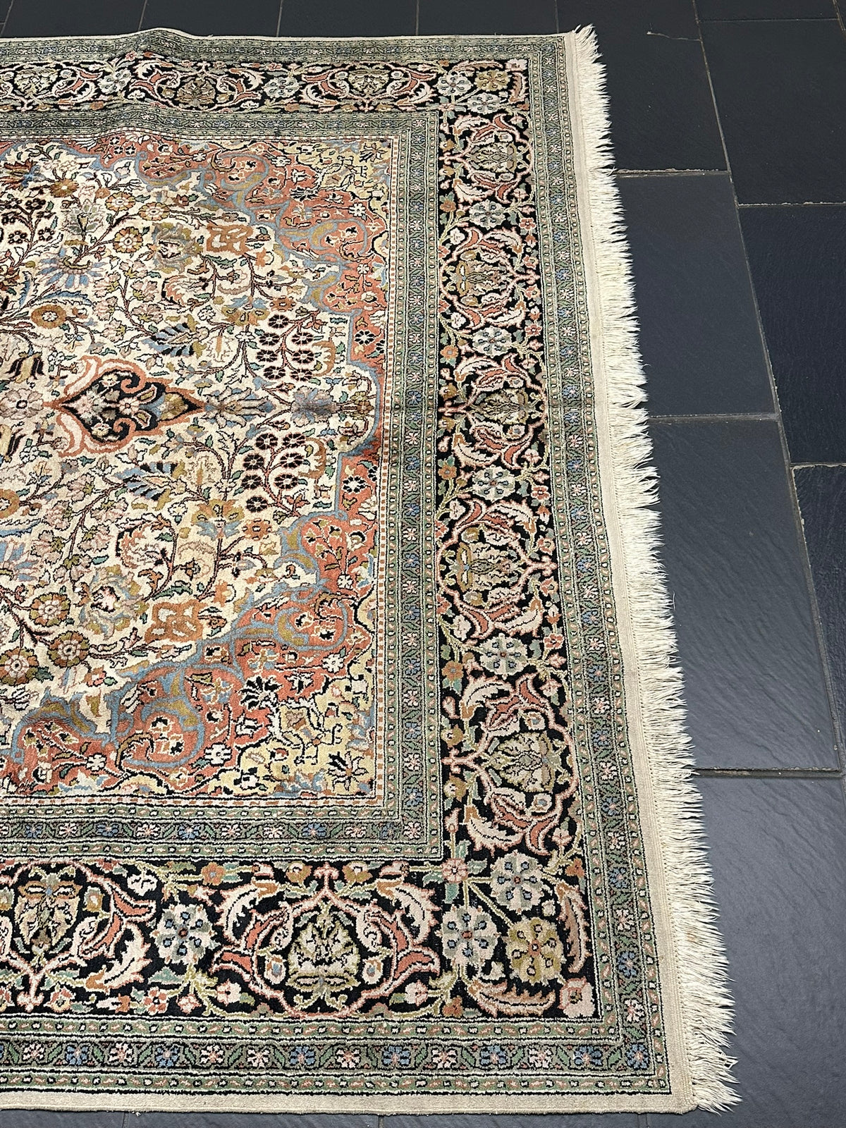 Orientteppich handgeknüpft Kaschmir Seide 305x201 cm