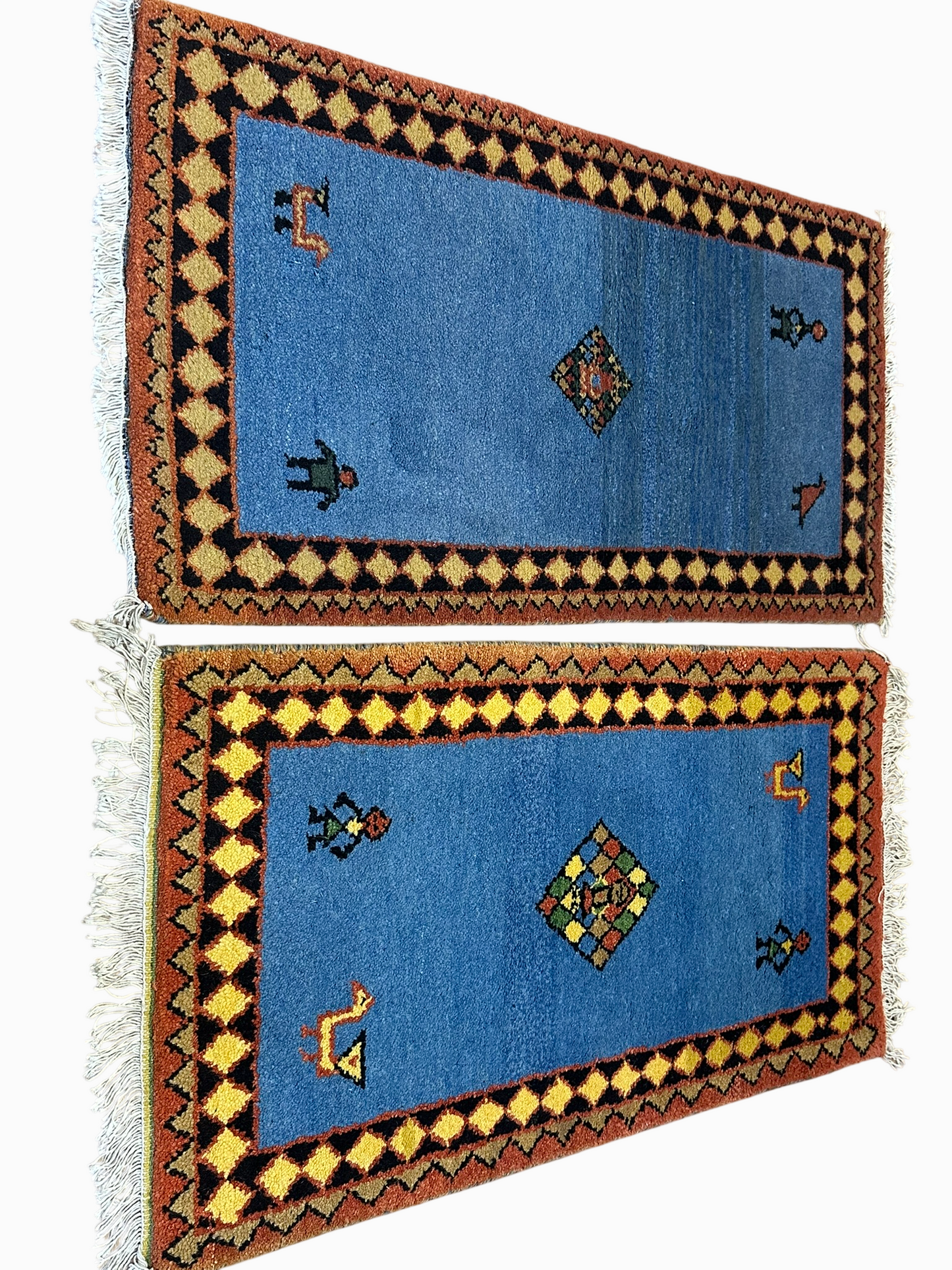 Orientteppich handgeknüpft Indian Gabbeh Paar 120x63 cm