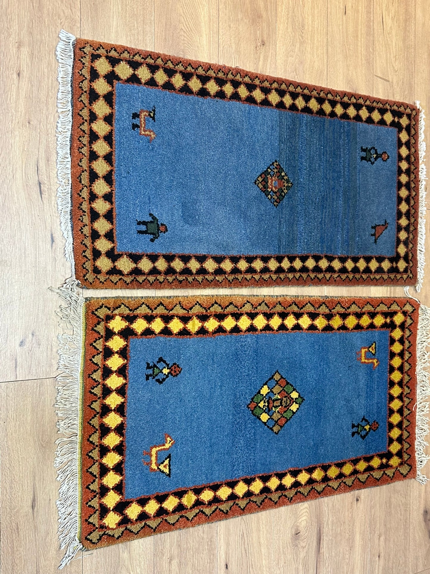 Orientteppich handgeknüpft Indian Gabbeh Paar 120x63 cm