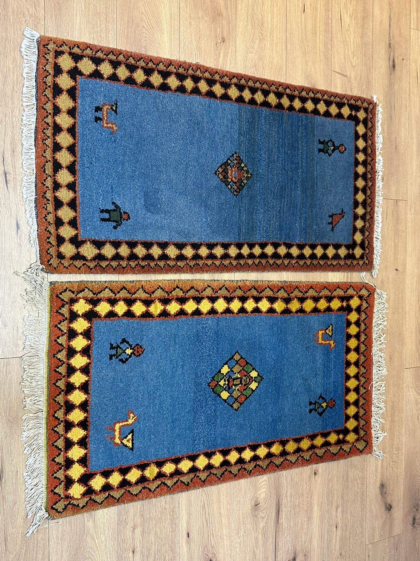Orientteppich handgeknüpft Indian Gabbeh Paar 120x63 cm