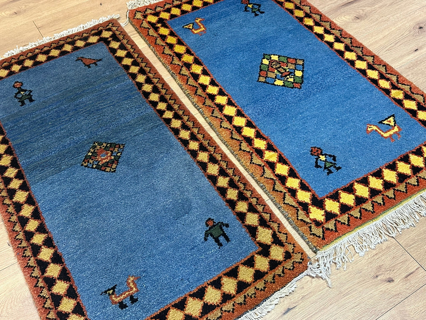 Orientteppich handgeknüpft Indian Gabbeh Paar 120x63 cm