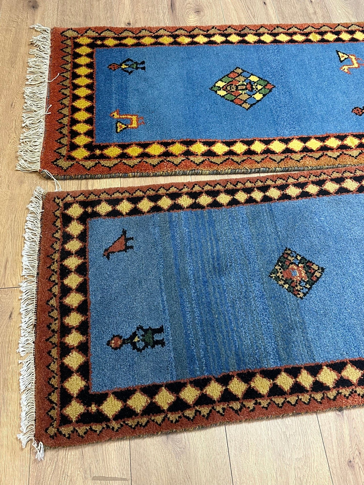 Orientteppich handgeknüpft Indian Gabbeh Paar 120x63 cm