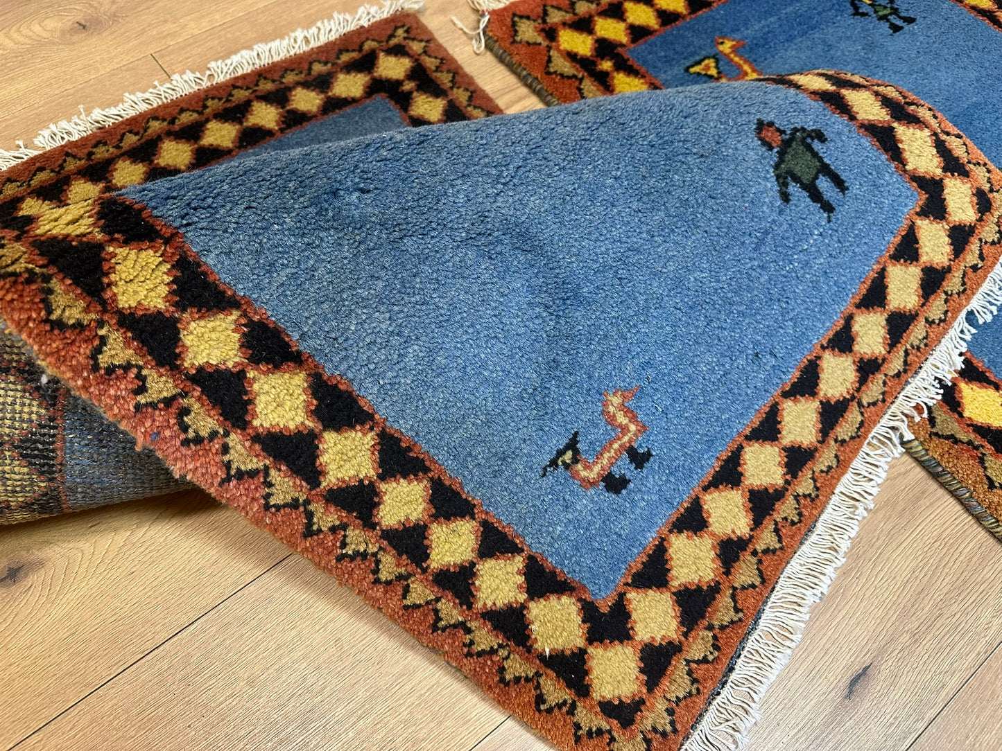 Orientteppich handgeknüpft Indian Gabbeh Paar 120x63 cm