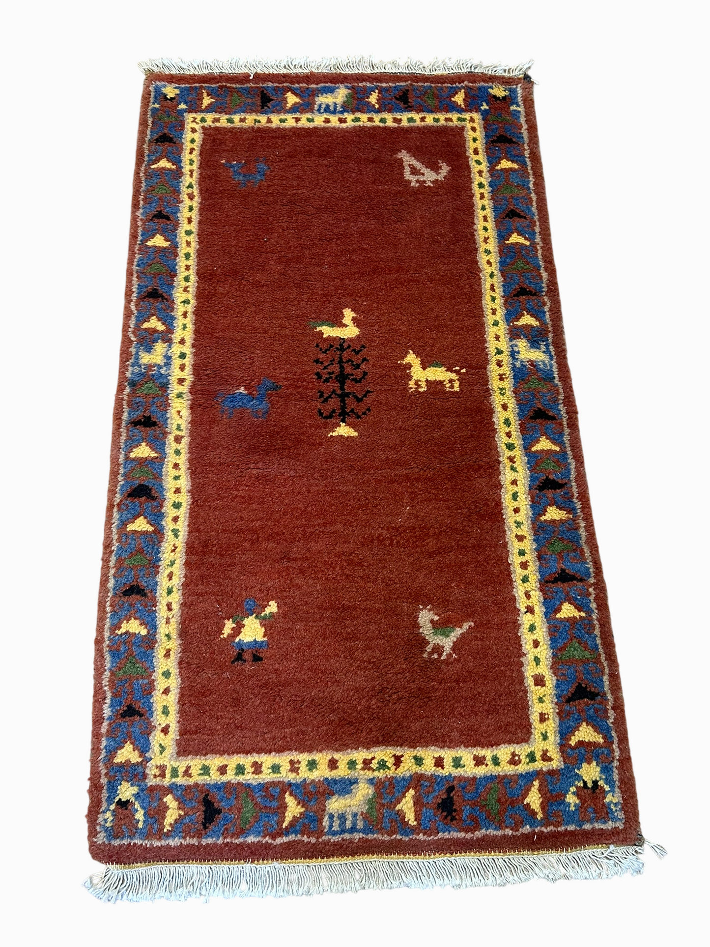 Orientteppich handgeknüpft Indian Gabbeh 120x65 cm