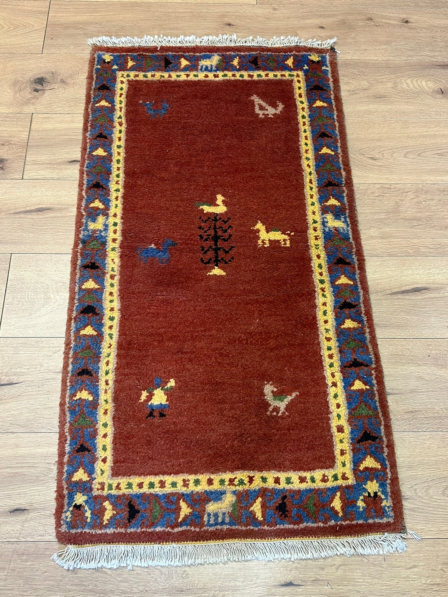 Orientteppich handgeknüpft Indian Gabbeh 120x65 cm