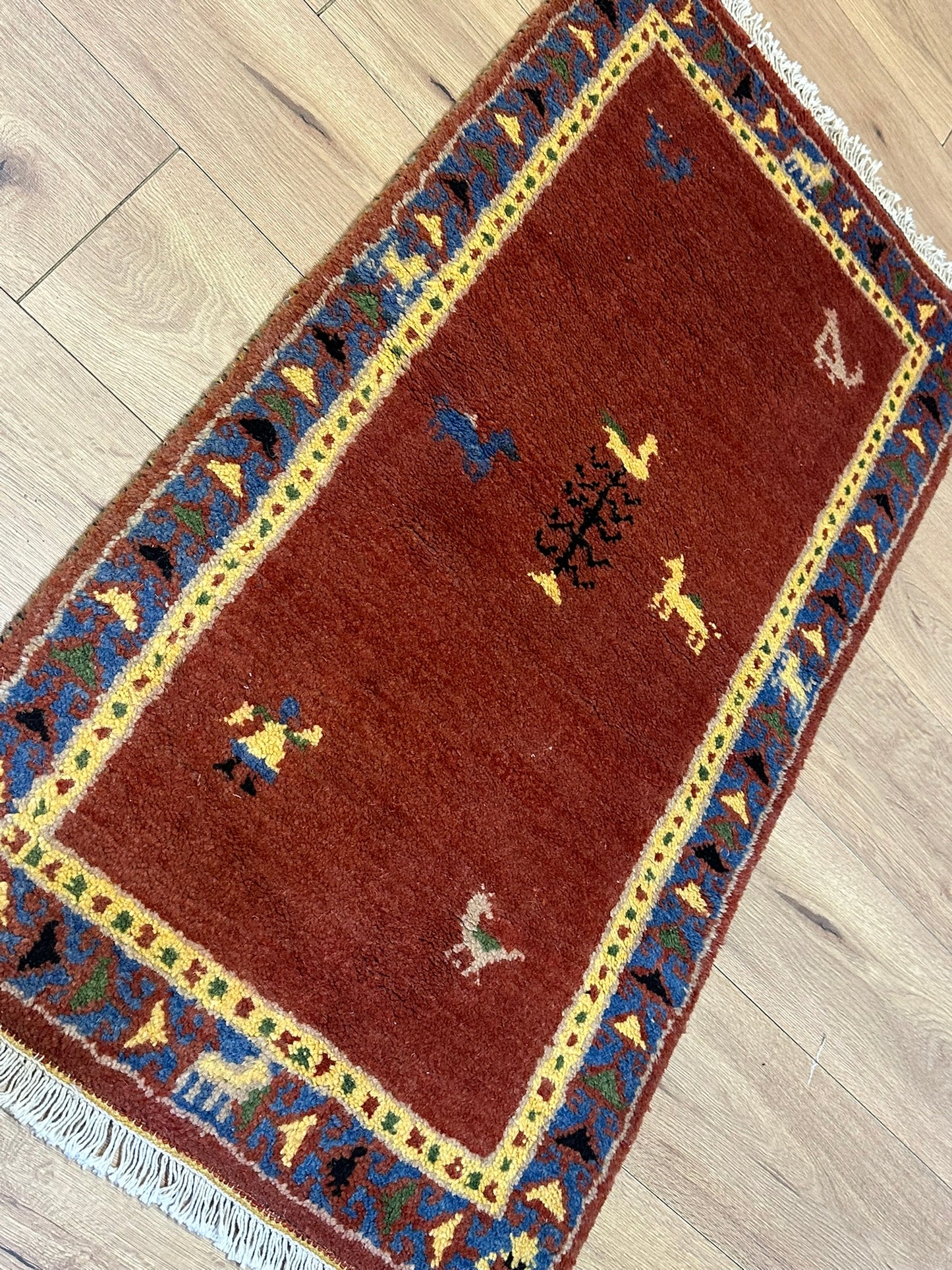 Orientteppich handgeknüpft Indian Gabbeh 120x65 cm