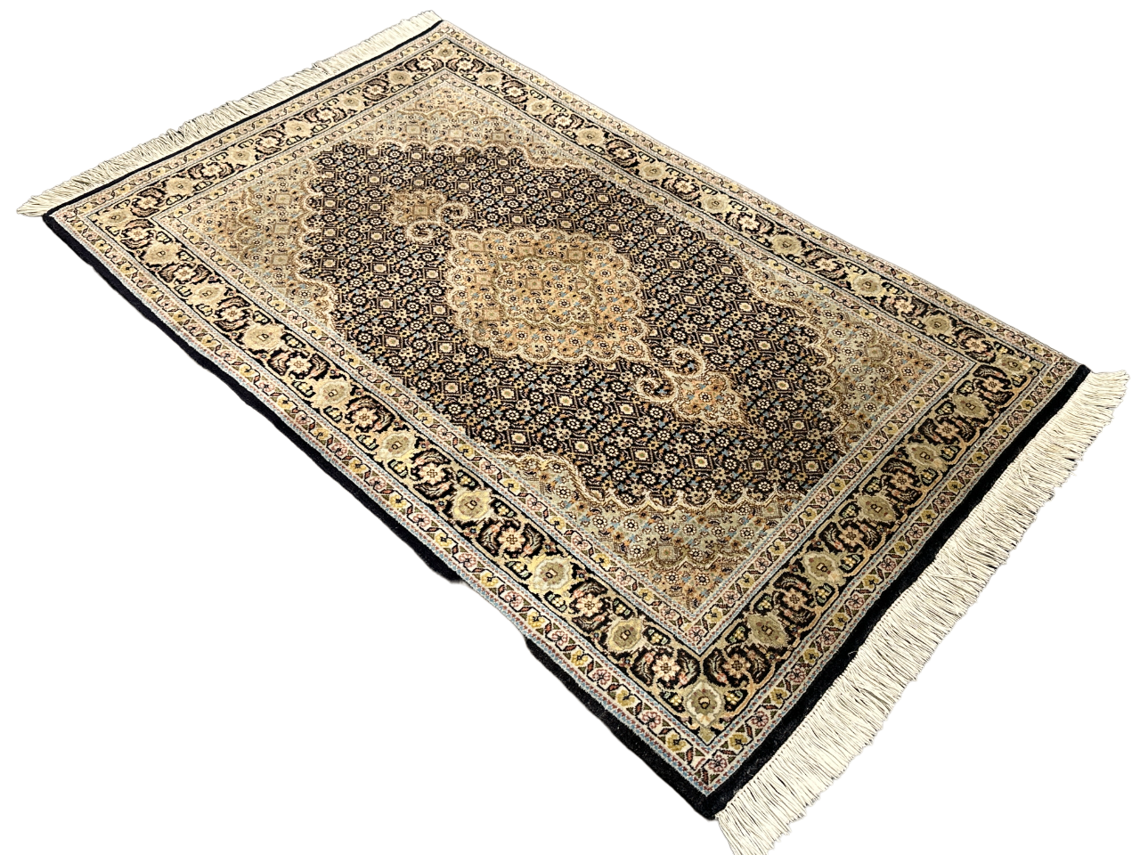 Handgeknüpfter Perser Orientteppich Täbriz Teppich 50er mit Seide 127x81 cm