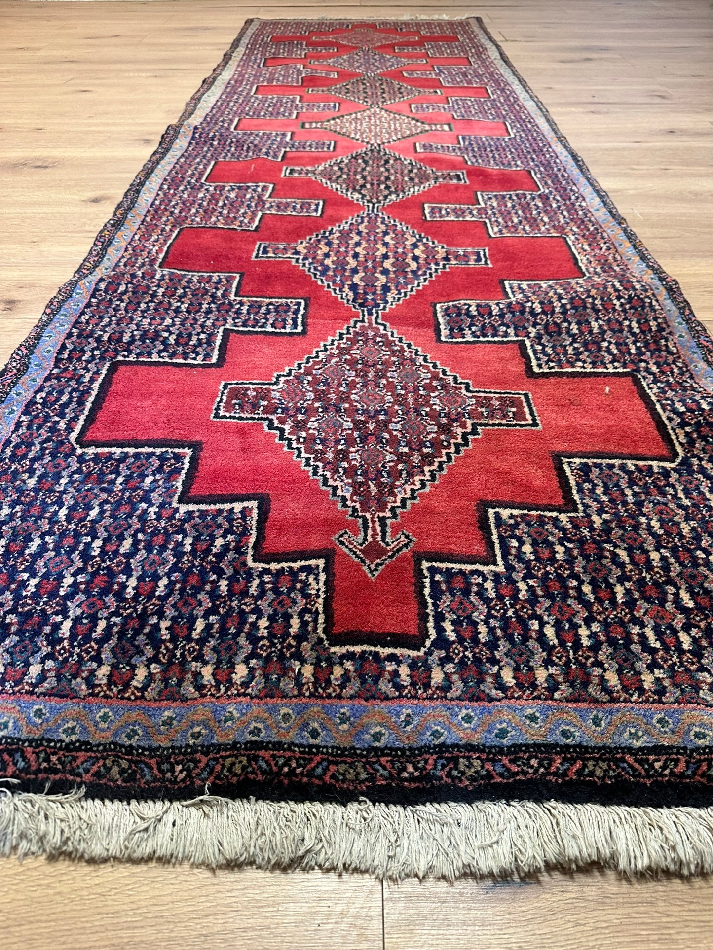 Orientteppich handgeknüpft Senneh Bidjar Läufer 300x90 cm