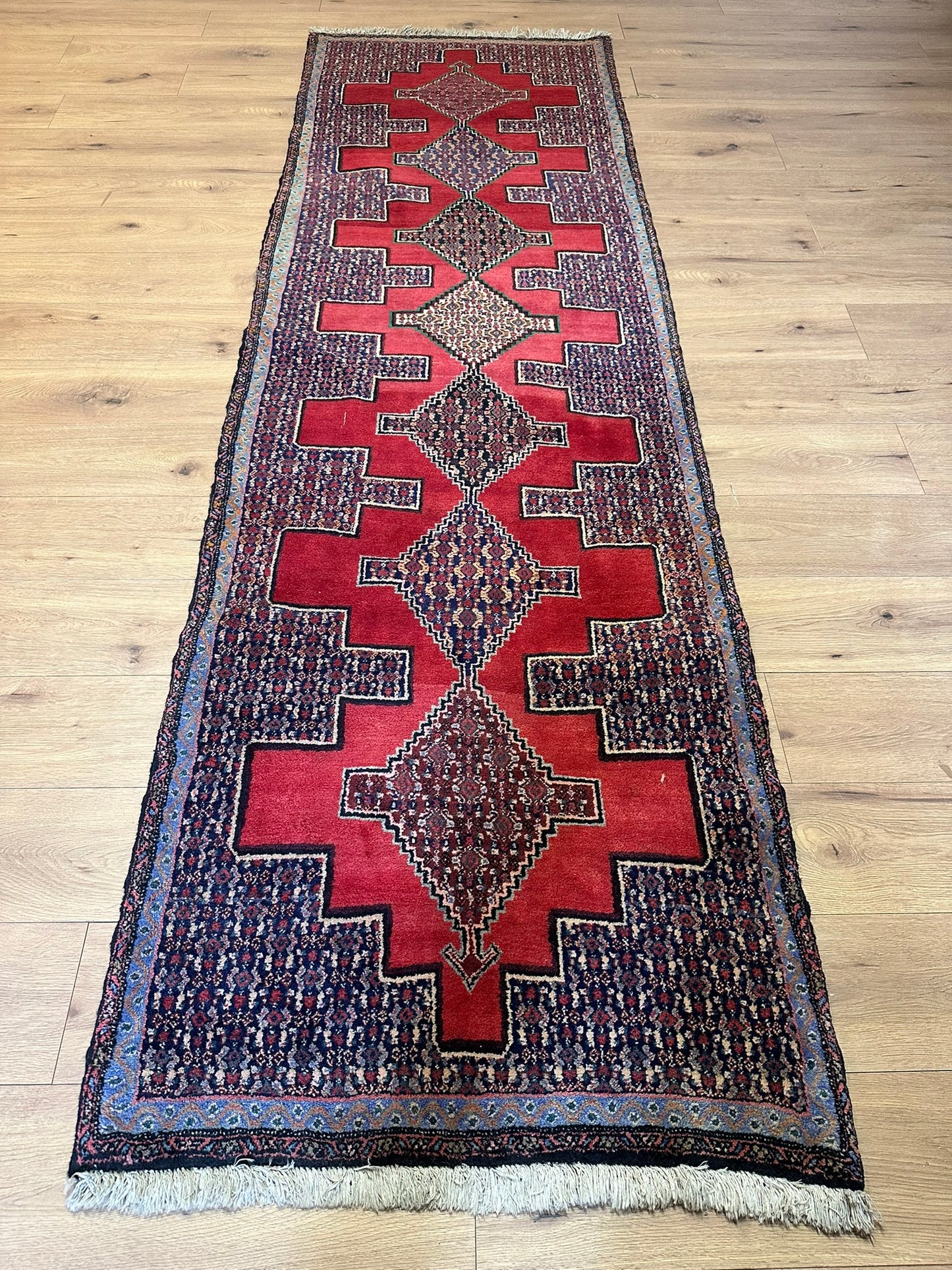 Orientteppich handgeknüpft Senneh Bidjar Läufer 300x90 cm