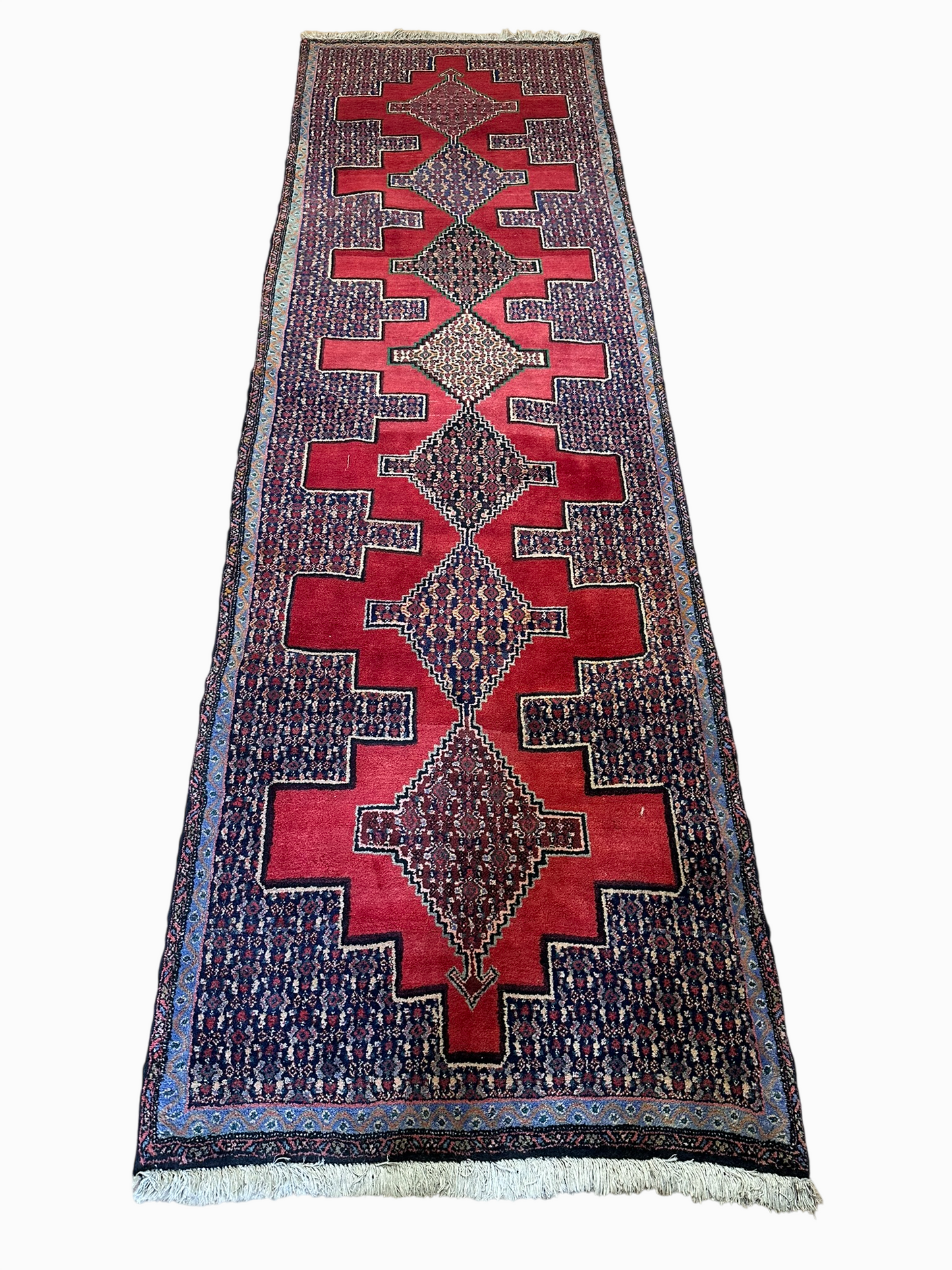 Orientteppich handgeknüpft Senneh Bidjar Läufer 300x90 cm