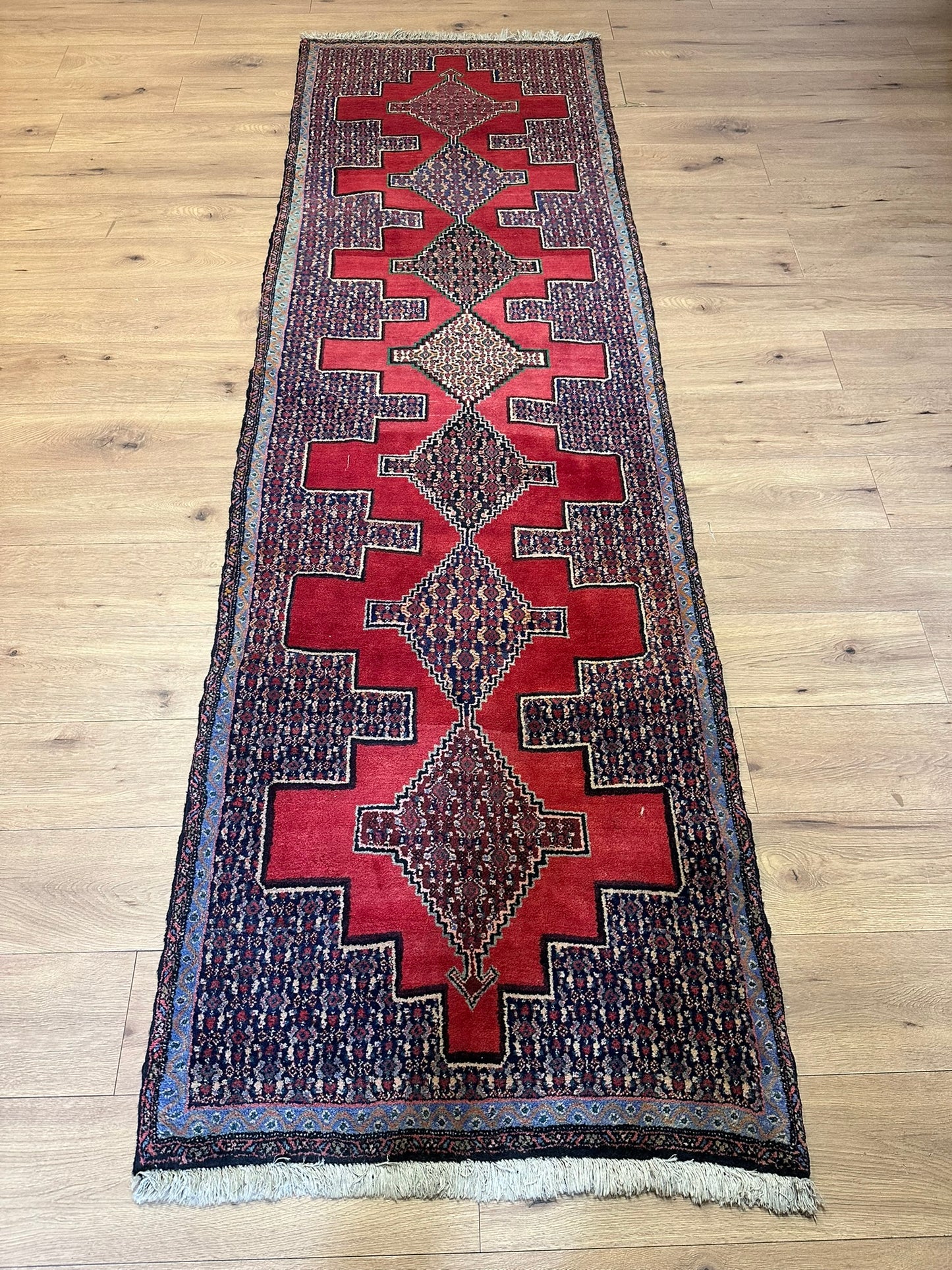 Orientteppich handgeknüpft Senneh Bidjar Läufer 300x90 cm