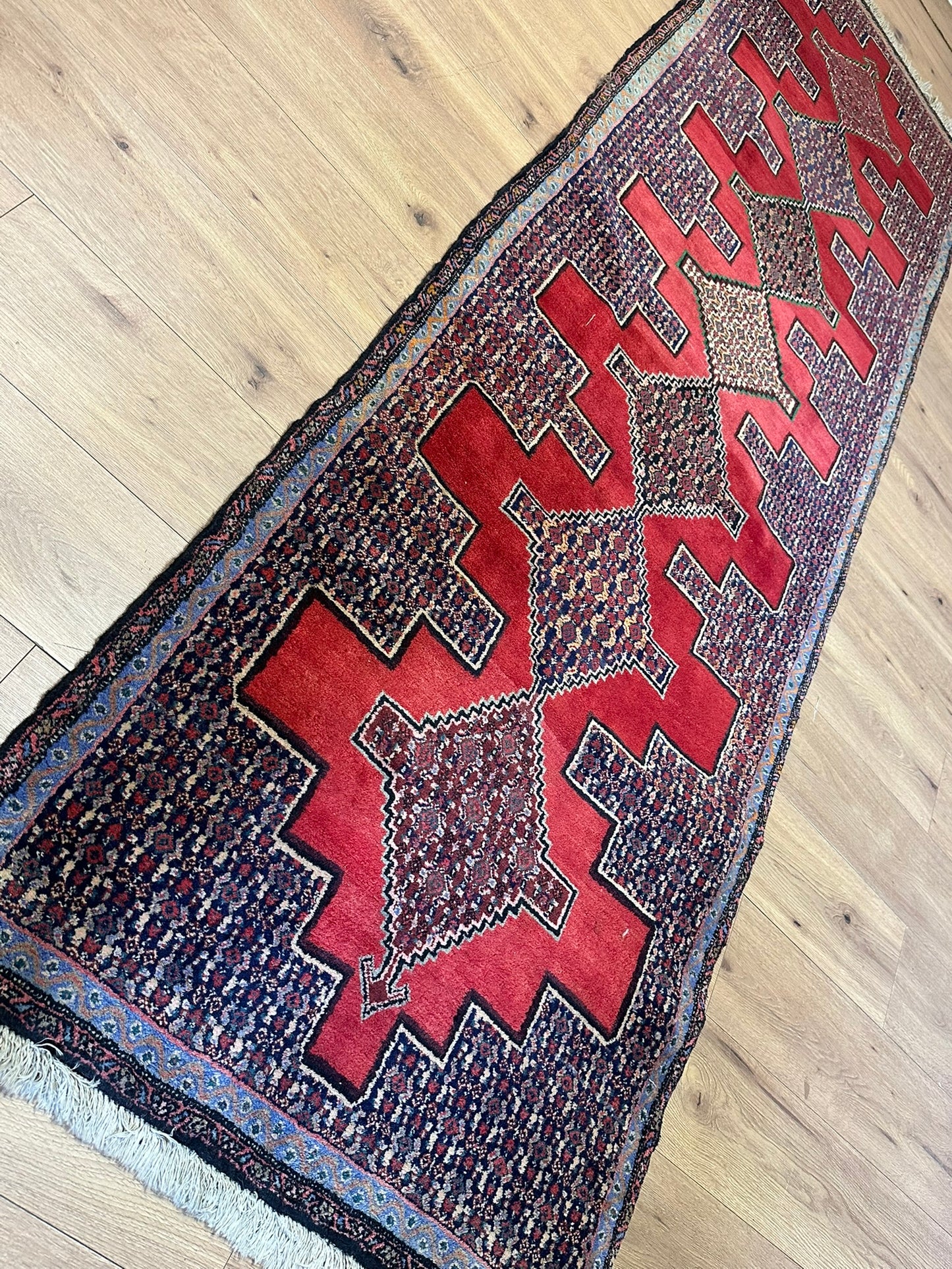 Orientteppich handgeknüpft Senneh Bidjar Läufer 300x90 cm