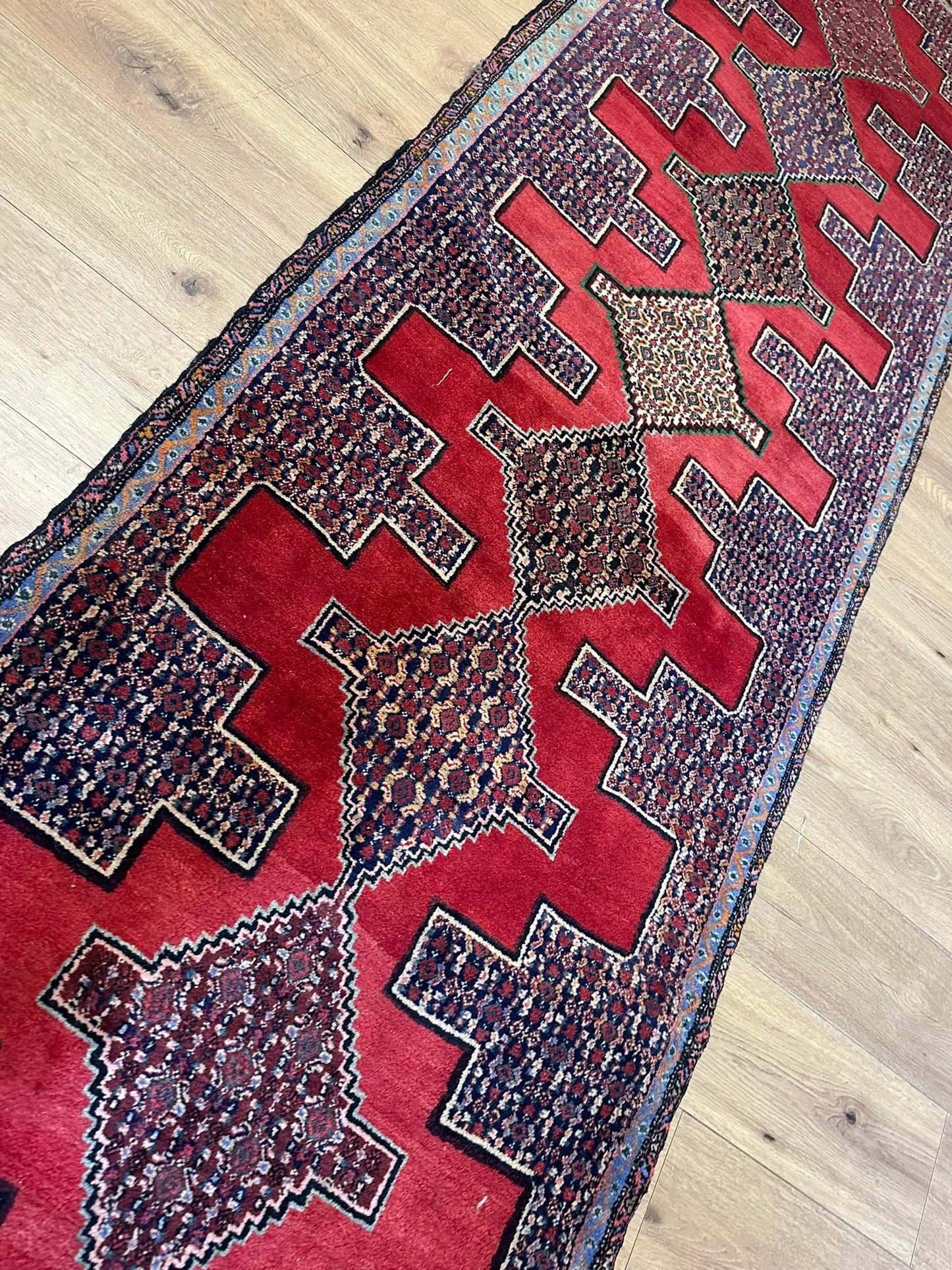 Orientteppich handgeknüpft Senneh Bidjar Läufer 300x90 cm