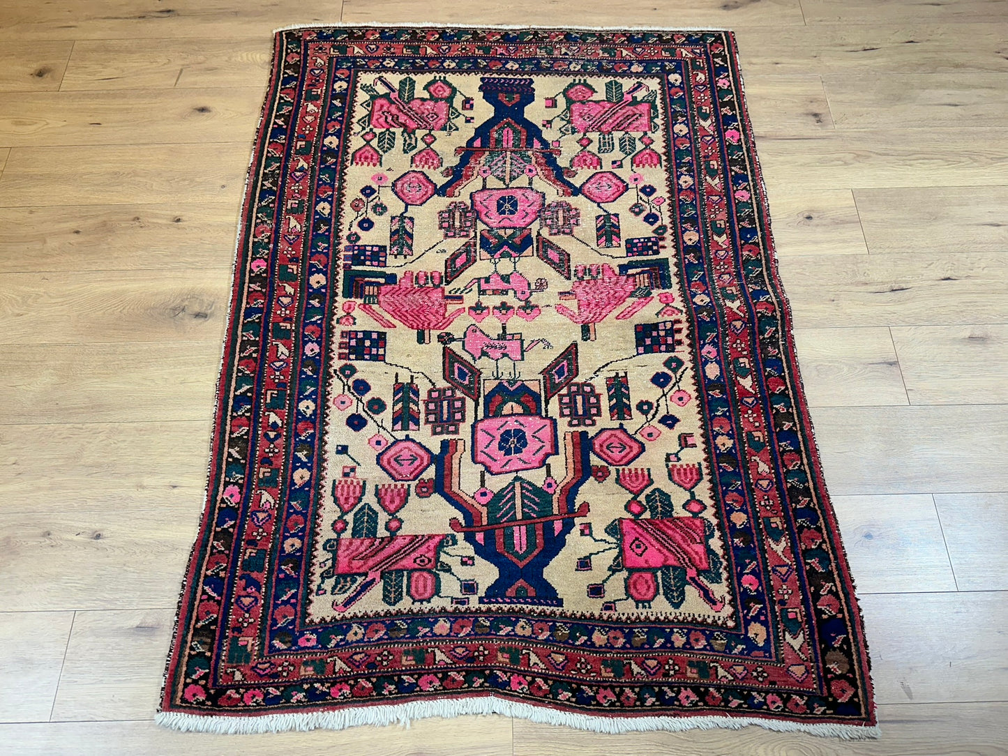 Antik Orientteppich handgeknüpft Afschari Naturfarben 177x125 cm