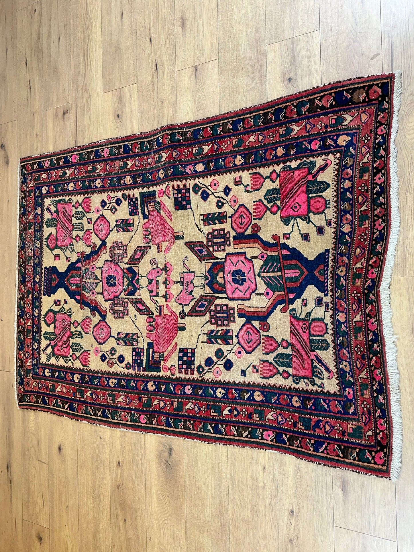 Antik Orientteppich handgeknüpft Afschari Naturfarben 177x125 cm
