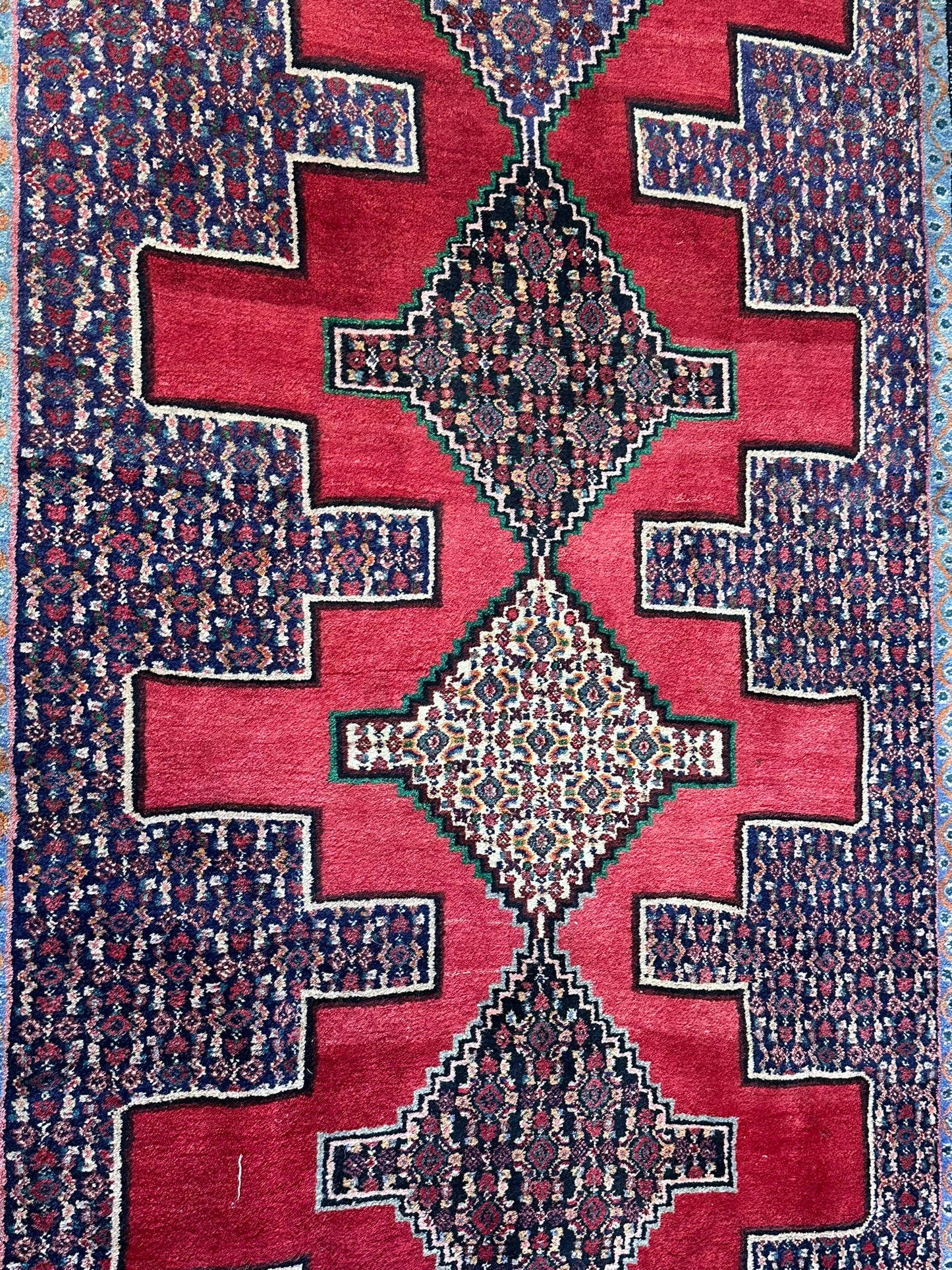 Orientteppich handgeknüpft Senneh Bidjar Läufer 300x90 cm