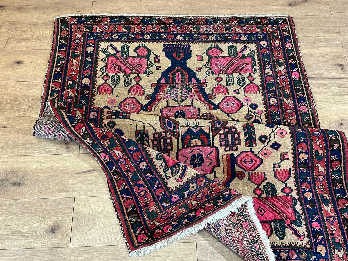 Antik Orientteppich handgeknüpft Afschari Naturfarben 177x125 cm