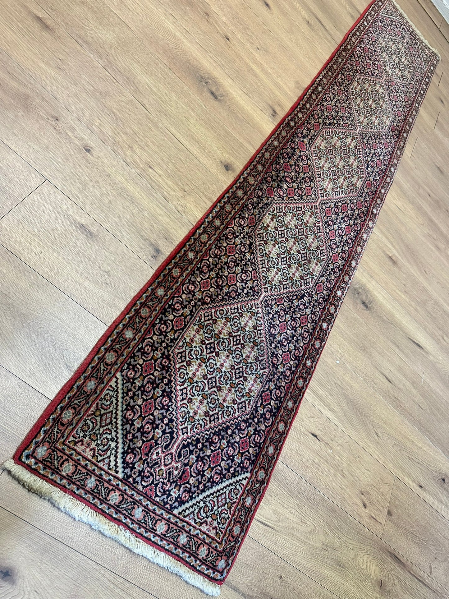Orientteppich handgeknüpft Senneh Bidjar Läufer 285x50 cm