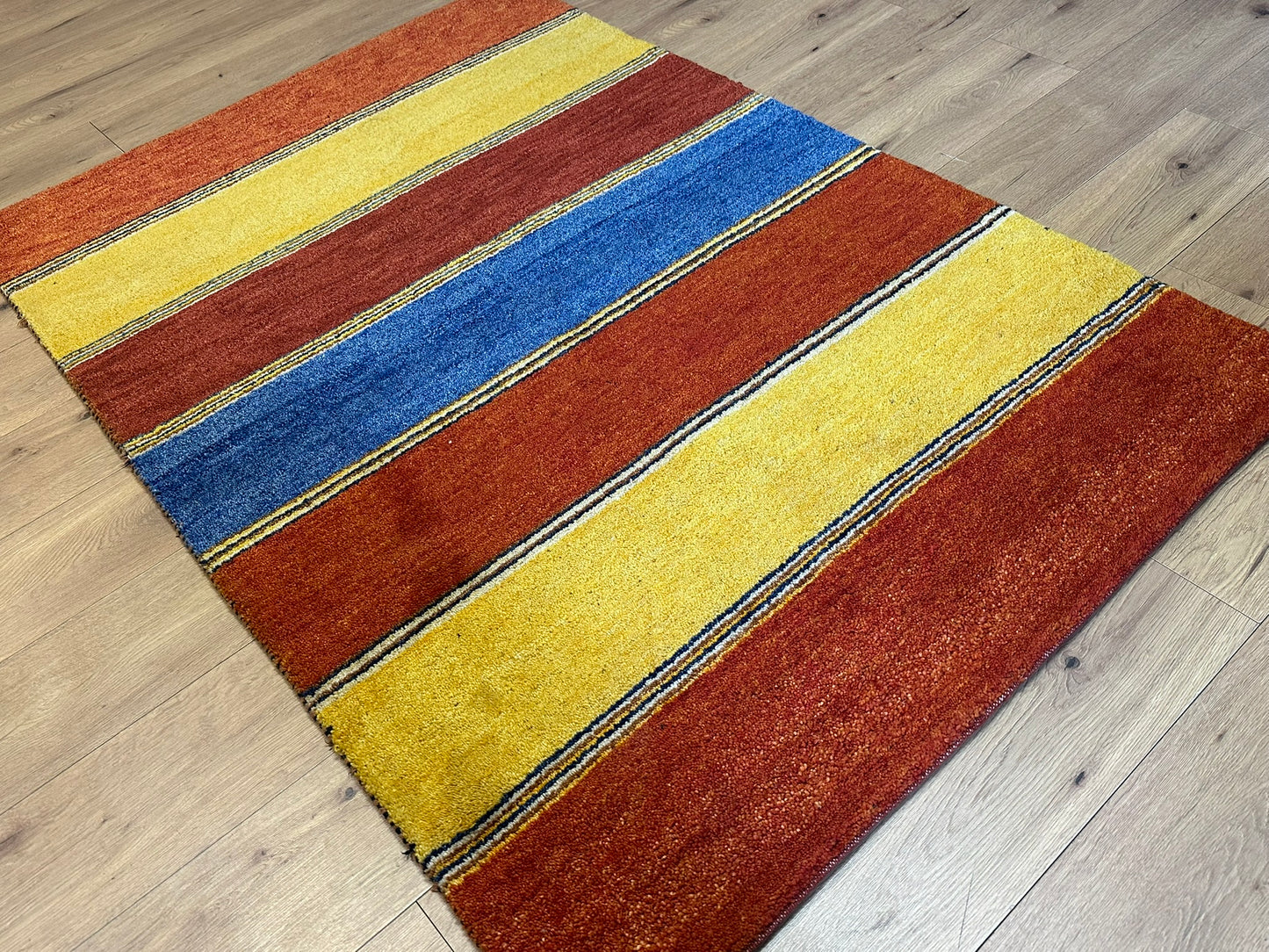 Orientteppich handgeknüpft Indian Gabbeh Streifendesign 180x125 cm