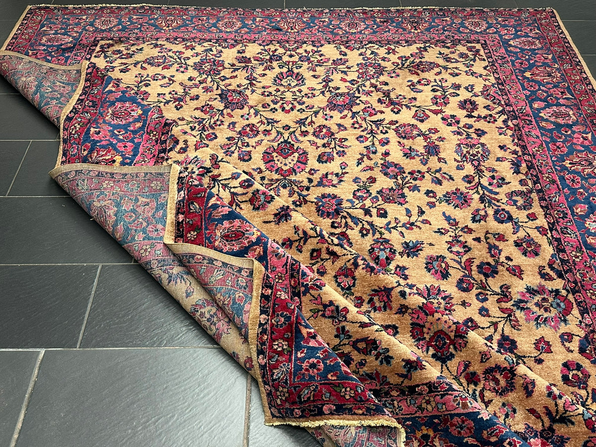 Antik Orientteppich handgeknüpft Keschan RE-Import  350x280 cm