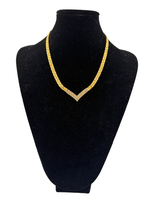 Vergoldete Collier-Halskette mit Zirkoniasteinen