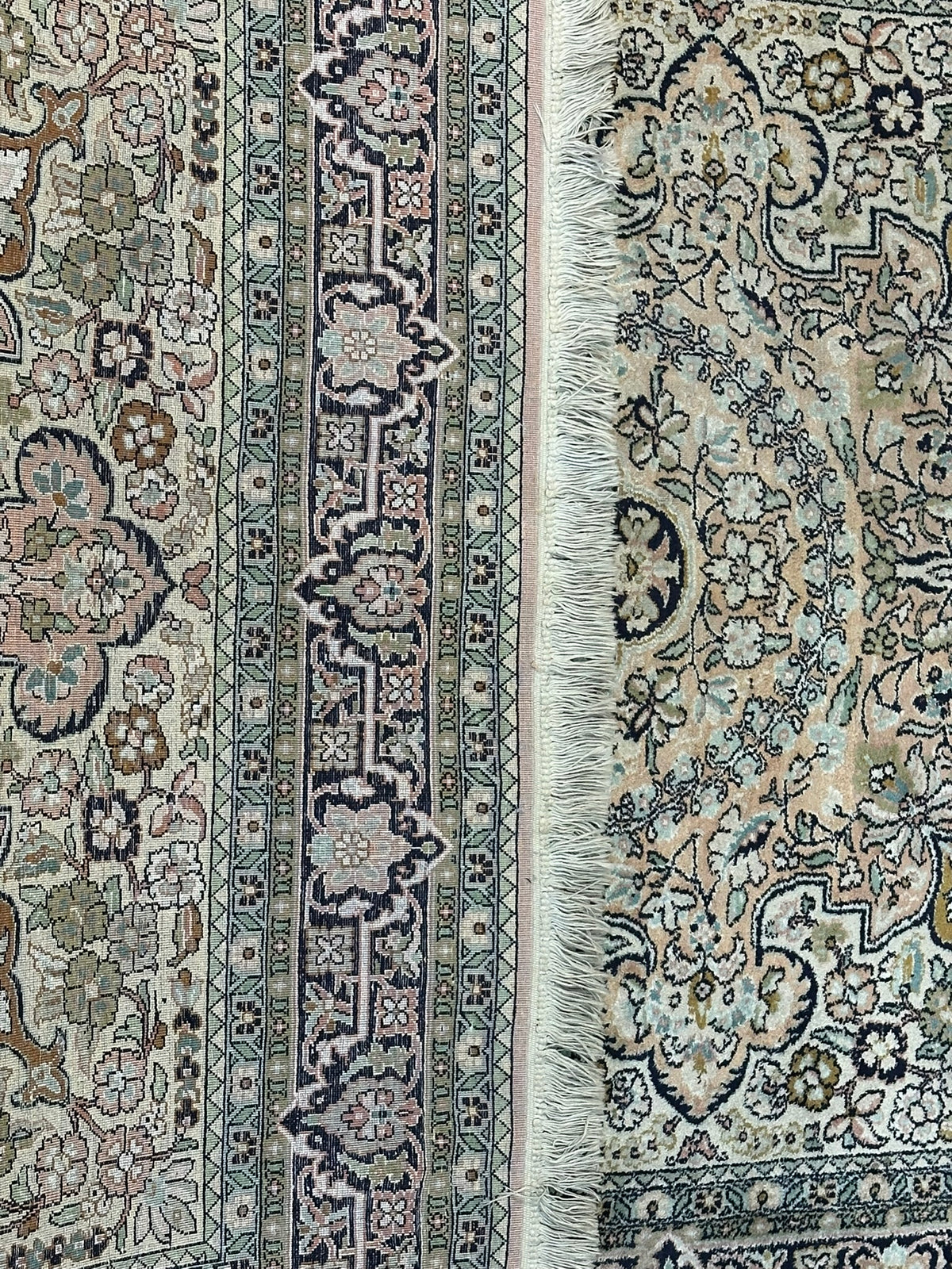 Orientteppich handgeknüpft Kaschmir Ghom Seide 190x122 cm