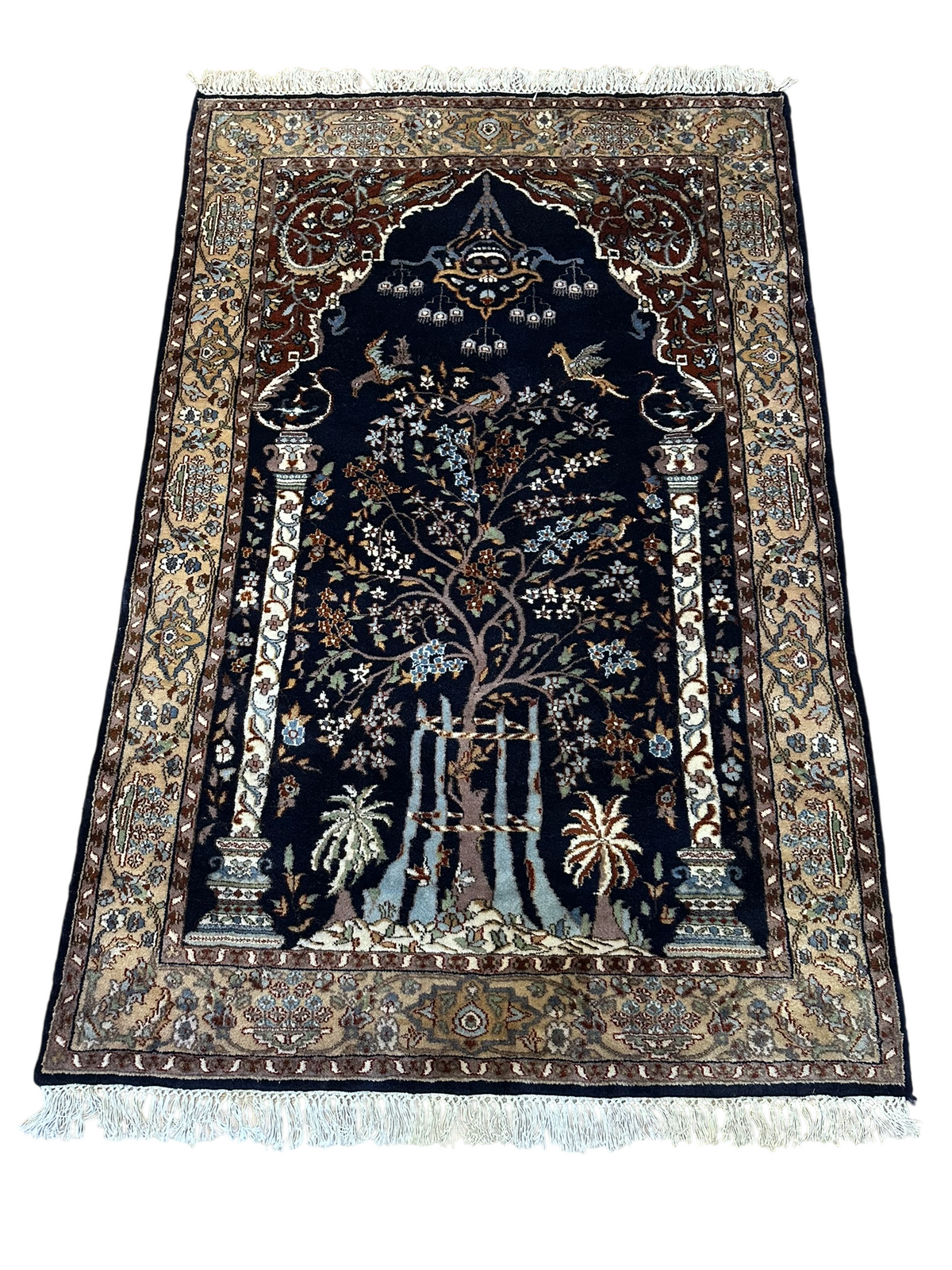 Orientteppich handgeknüpft Kaschmir Ghom Lebensbaum 190x125 cm