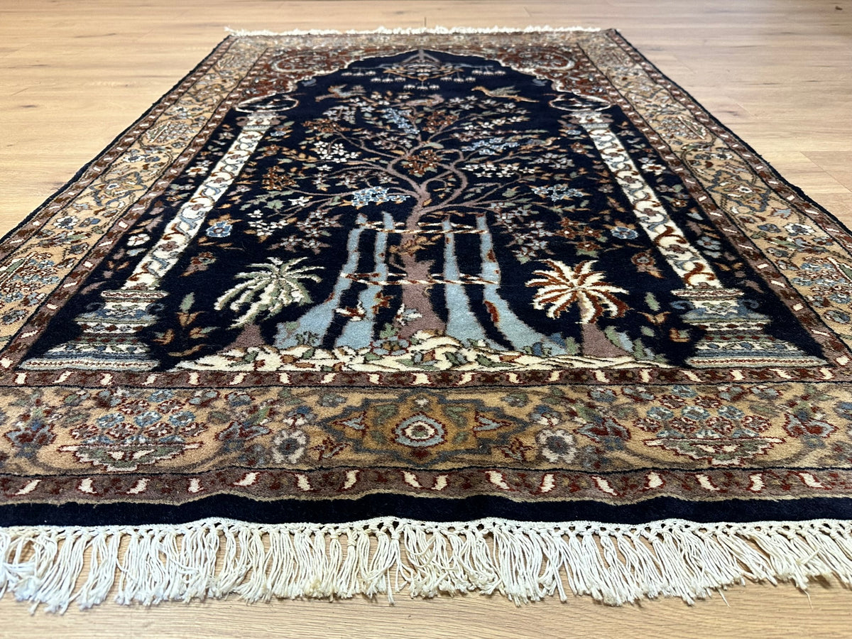 Orientteppich handgeknüpft Kaschmir Ghom Lebensbaum 190x125 cm