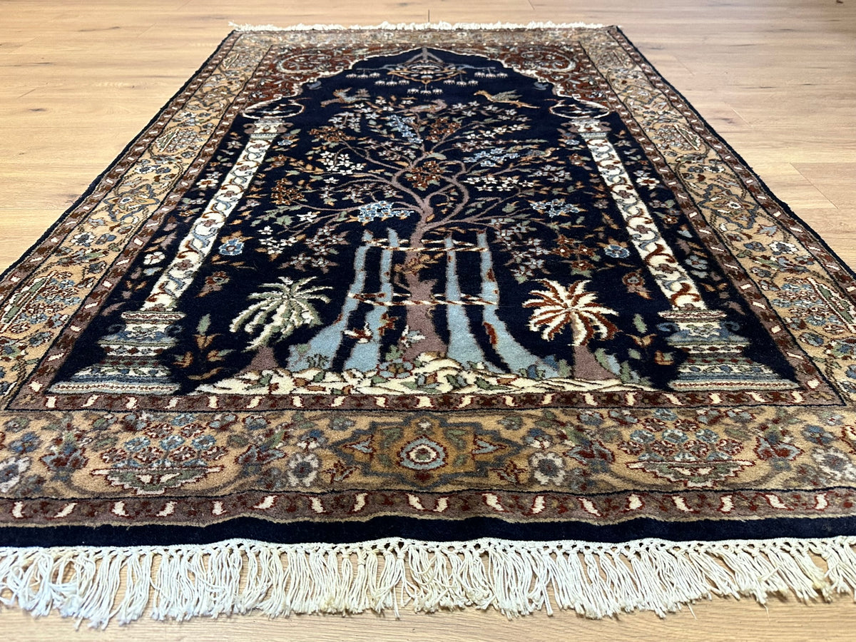 Orientteppich handgeknüpft Kaschmir Ghom Lebensbaum 190x125 cm