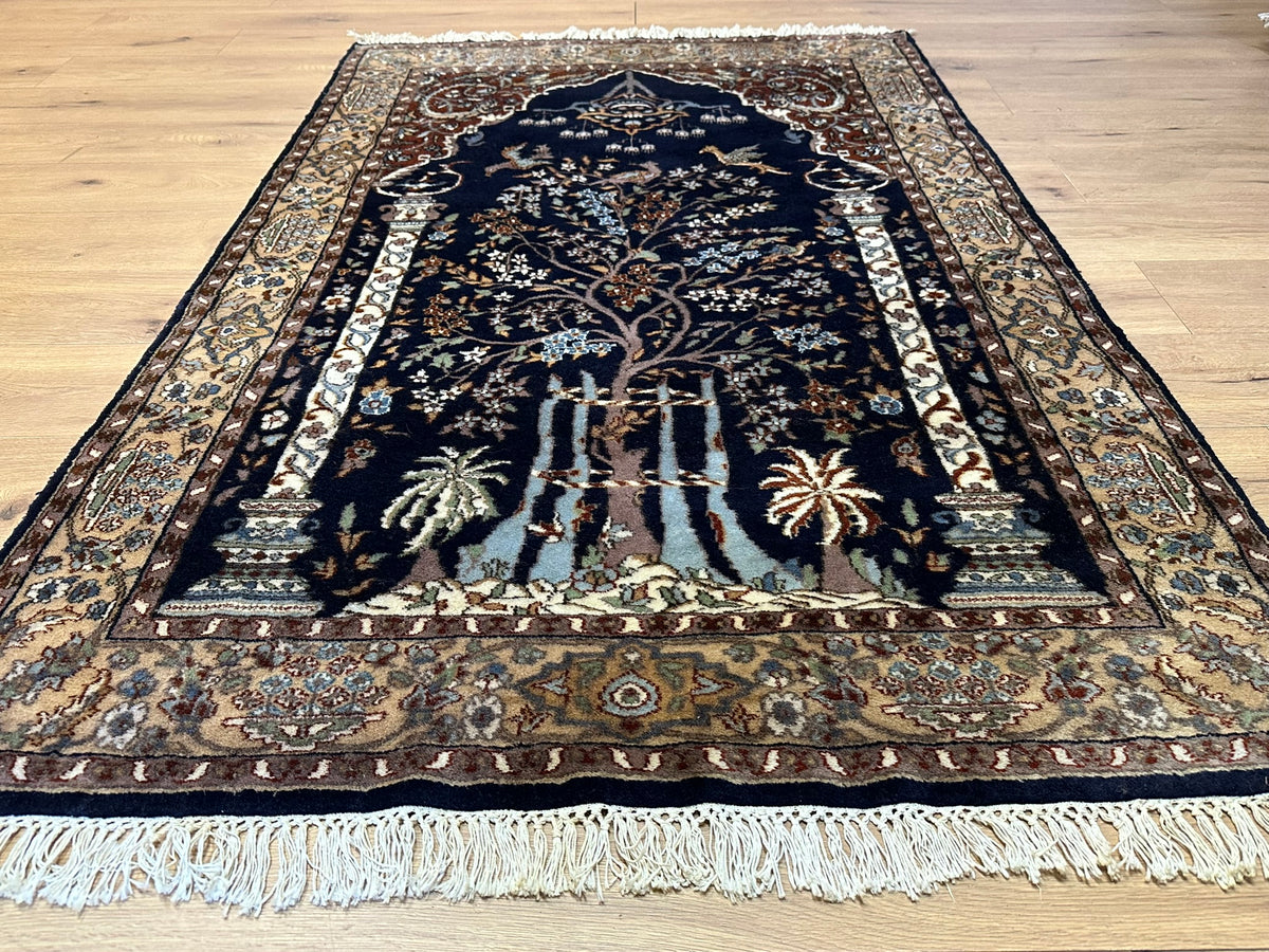 Orientteppich handgeknüpft Kaschmir Ghom Lebensbaum 190x125 cm