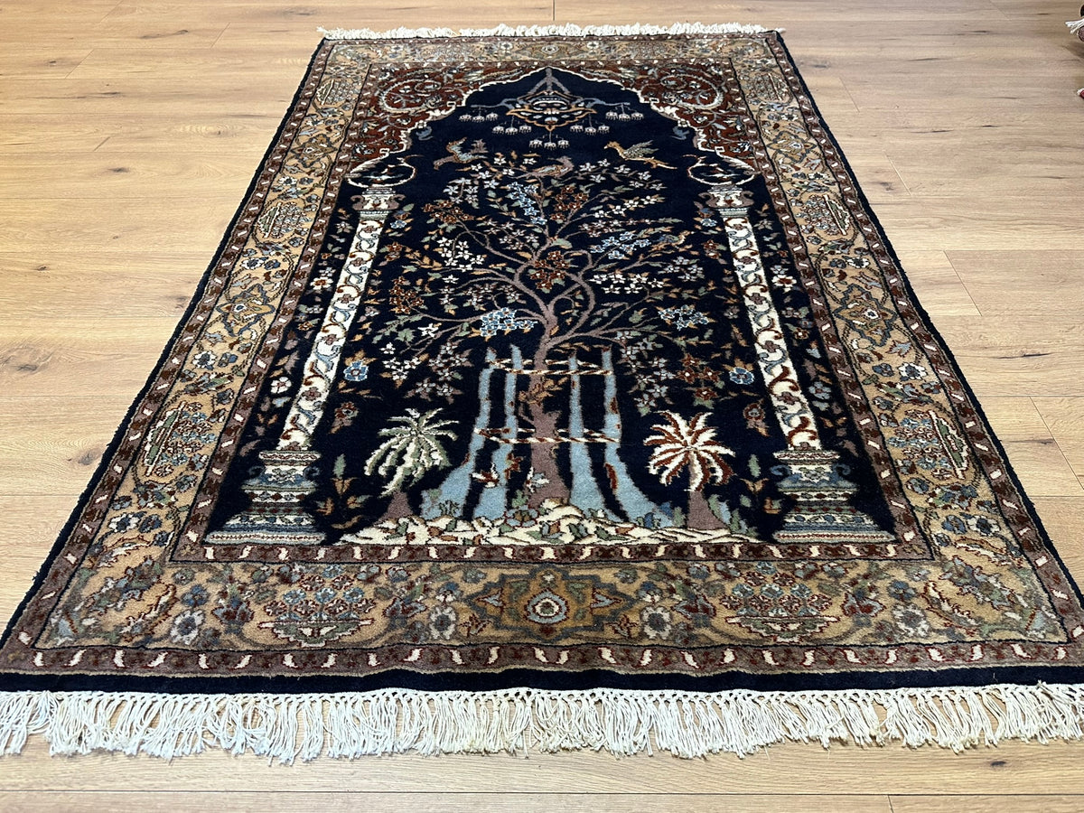 Orientteppich handgeknüpft Kaschmir Ghom Lebensbaum 190x125 cm