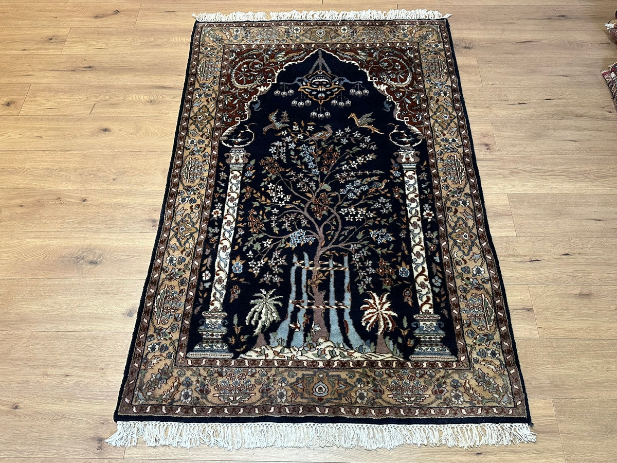 Orientteppich handgeknüpft Kaschmir Ghom Lebensbaum 190x125 cm