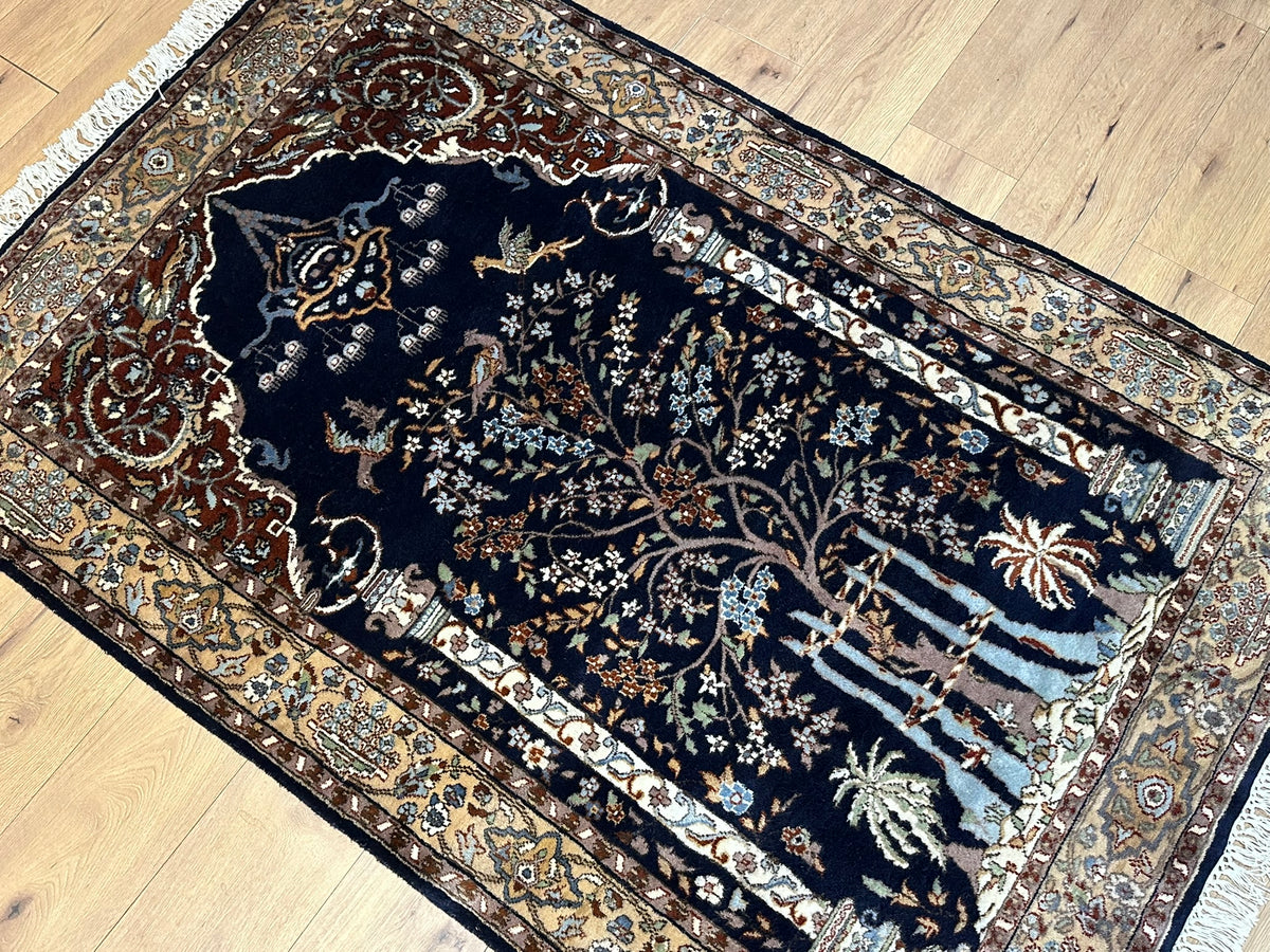 Orientteppich handgeknüpft Kaschmir Ghom Lebensbaum 190x125 cm