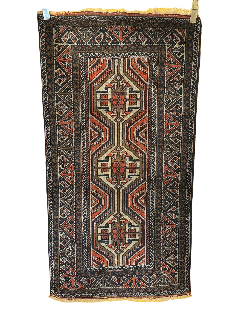Antik Orientteppich handgeknüpft Belutsch Buchara NAturfarben 155x80 cm