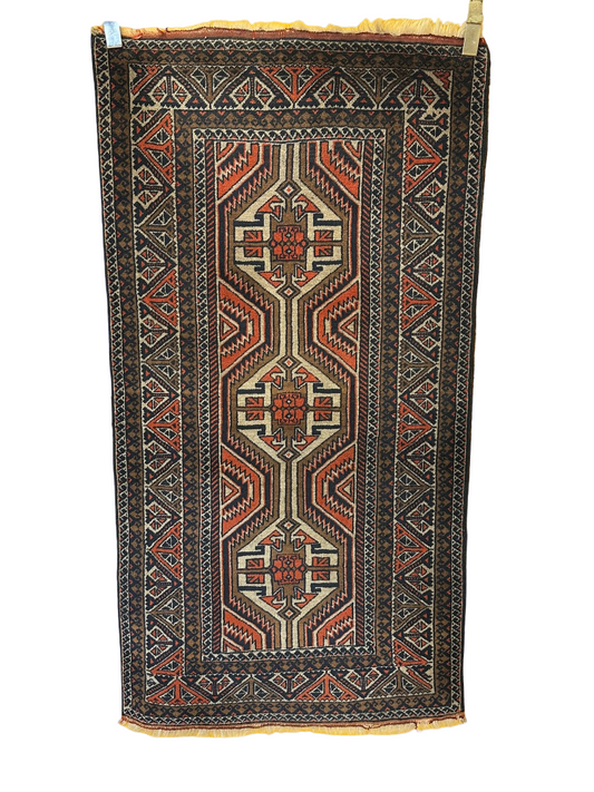 Antik Orientteppich handgeknüpft Belutsch Buchara NAturfarben 155x80 cm