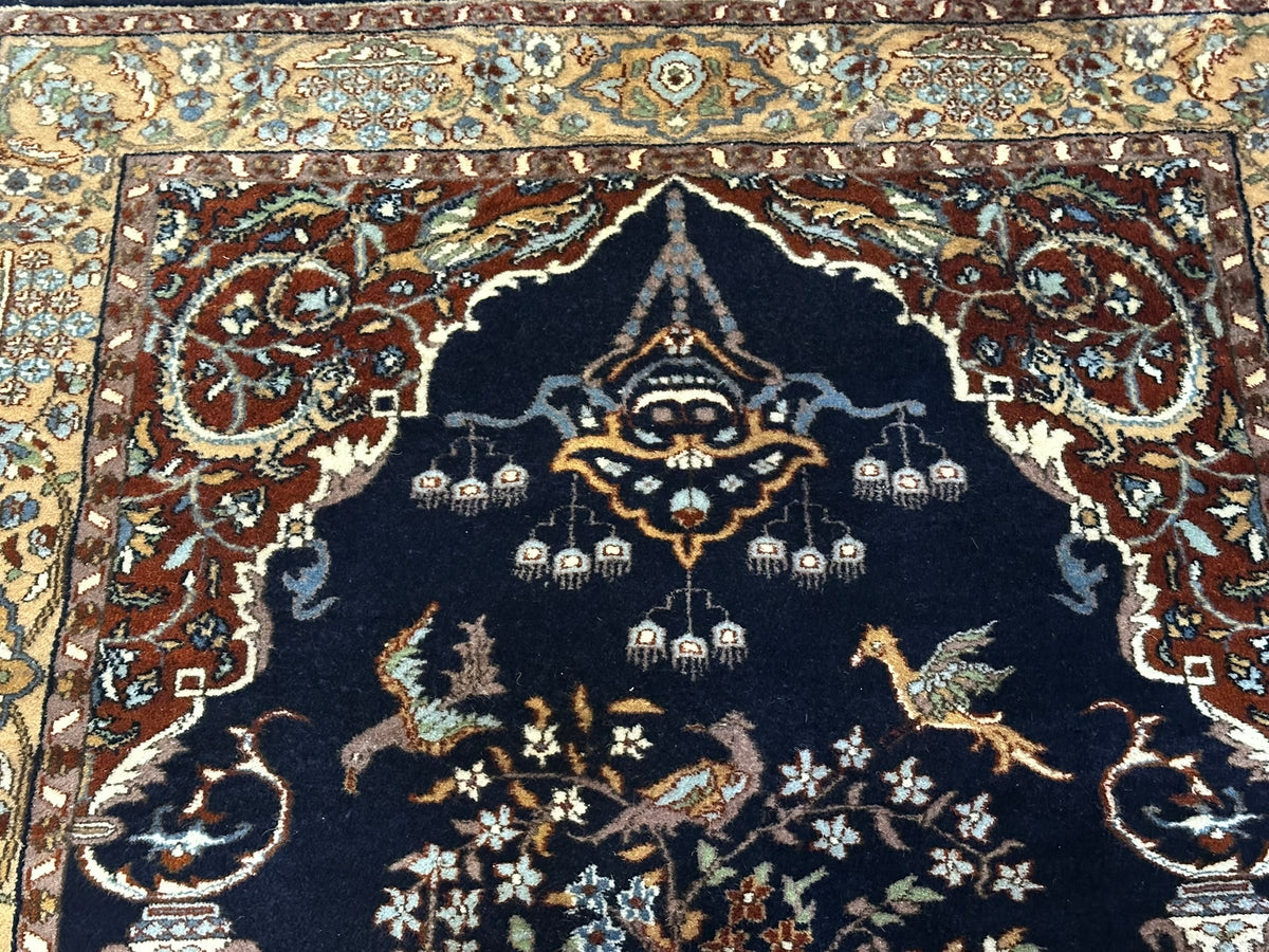 Orientteppich handgeknüpft Kaschmir Ghom Lebensbaum 190x125 cm