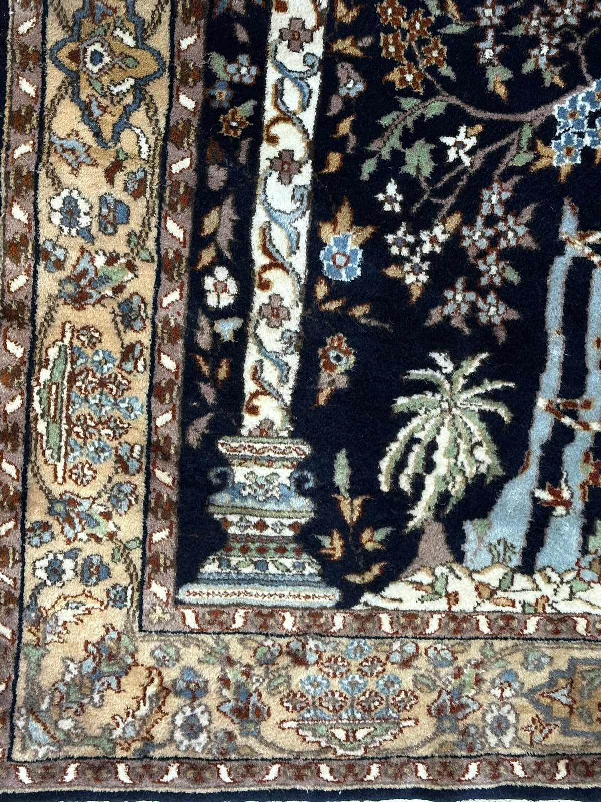Orientteppich handgeknüpft Kaschmir Ghom Lebensbaum 190x125 cm