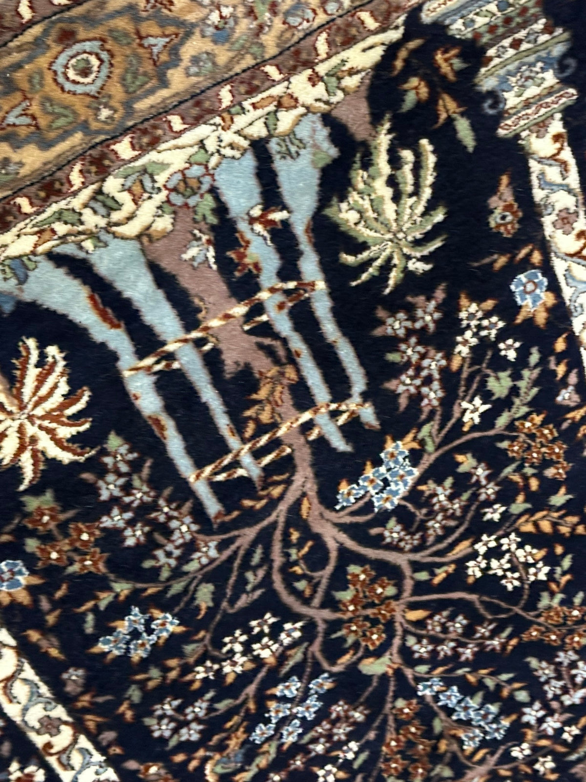 Orientteppich handgeknüpft Kaschmir Ghom Lebensbaum 190x125 cm