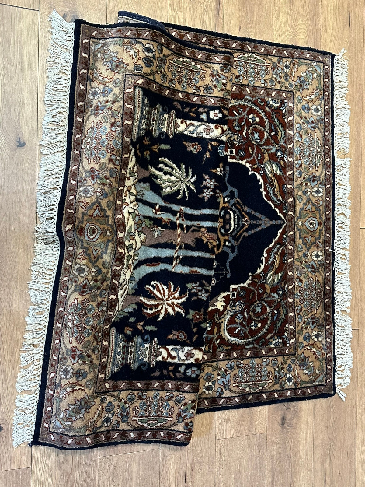 Orientteppich handgeknüpft Kaschmir Ghom Lebensbaum 190x125 cm