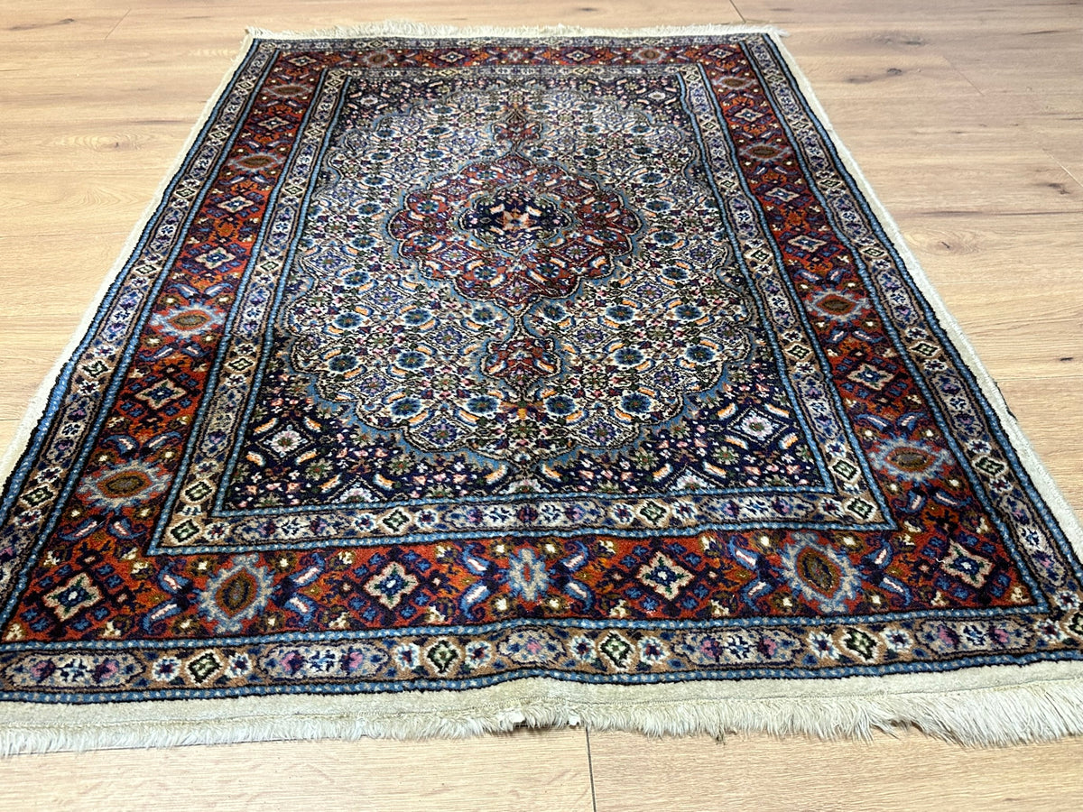 Orientteppich handgeknüpft Moud mit Seide 150x100 cm