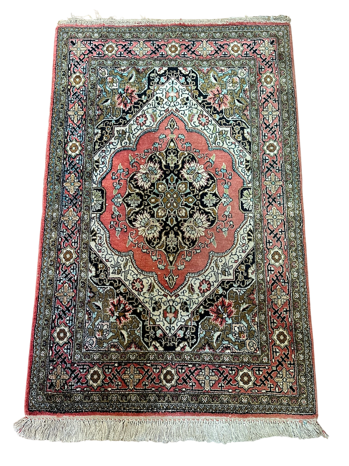 Orientteppich handgeknüpft Ghom Seide auf Seide 130x82 cm