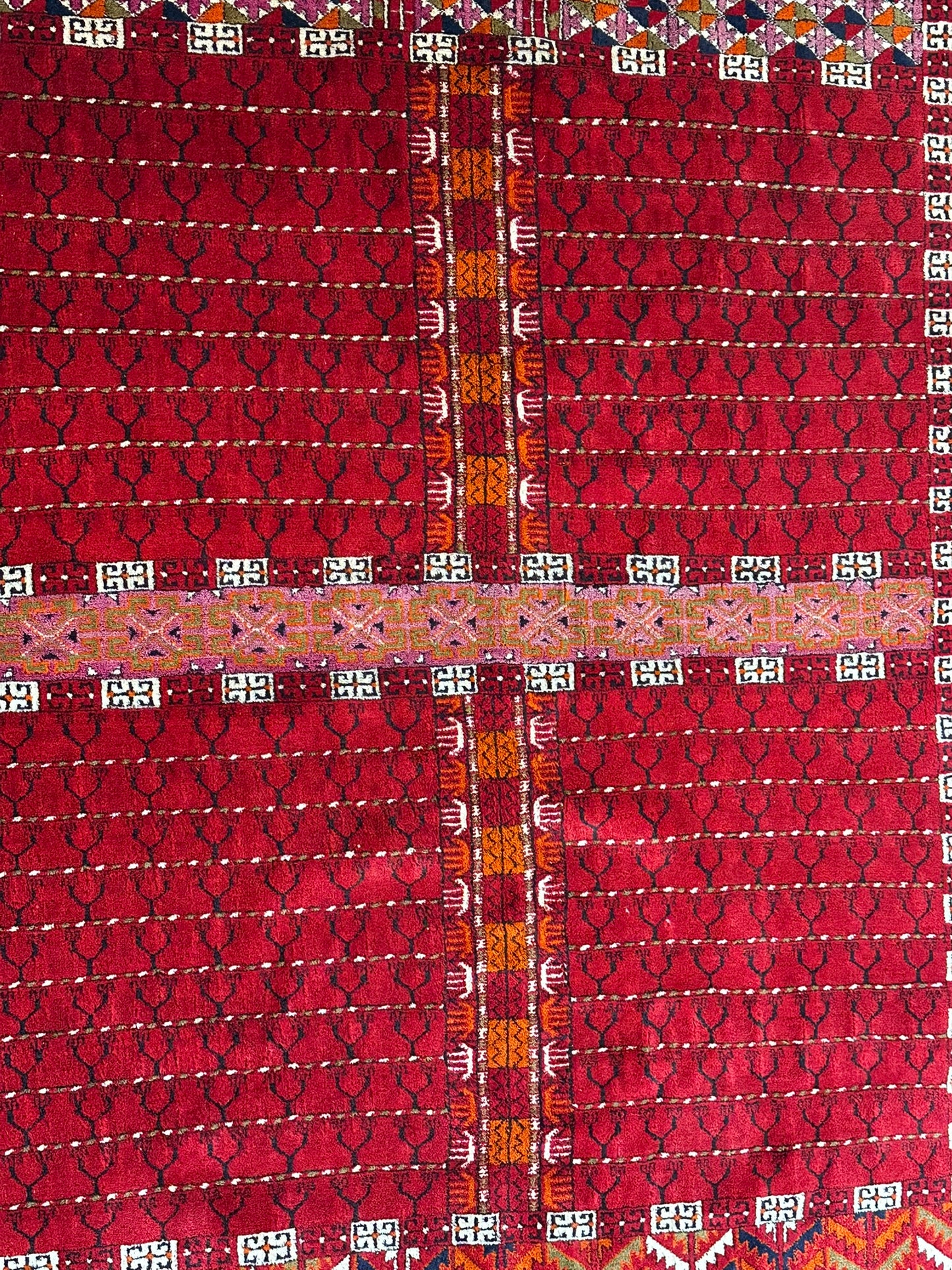 Antik Orientteppich handgeknüpft Jomut Buchara Naturfarben195x135 cm