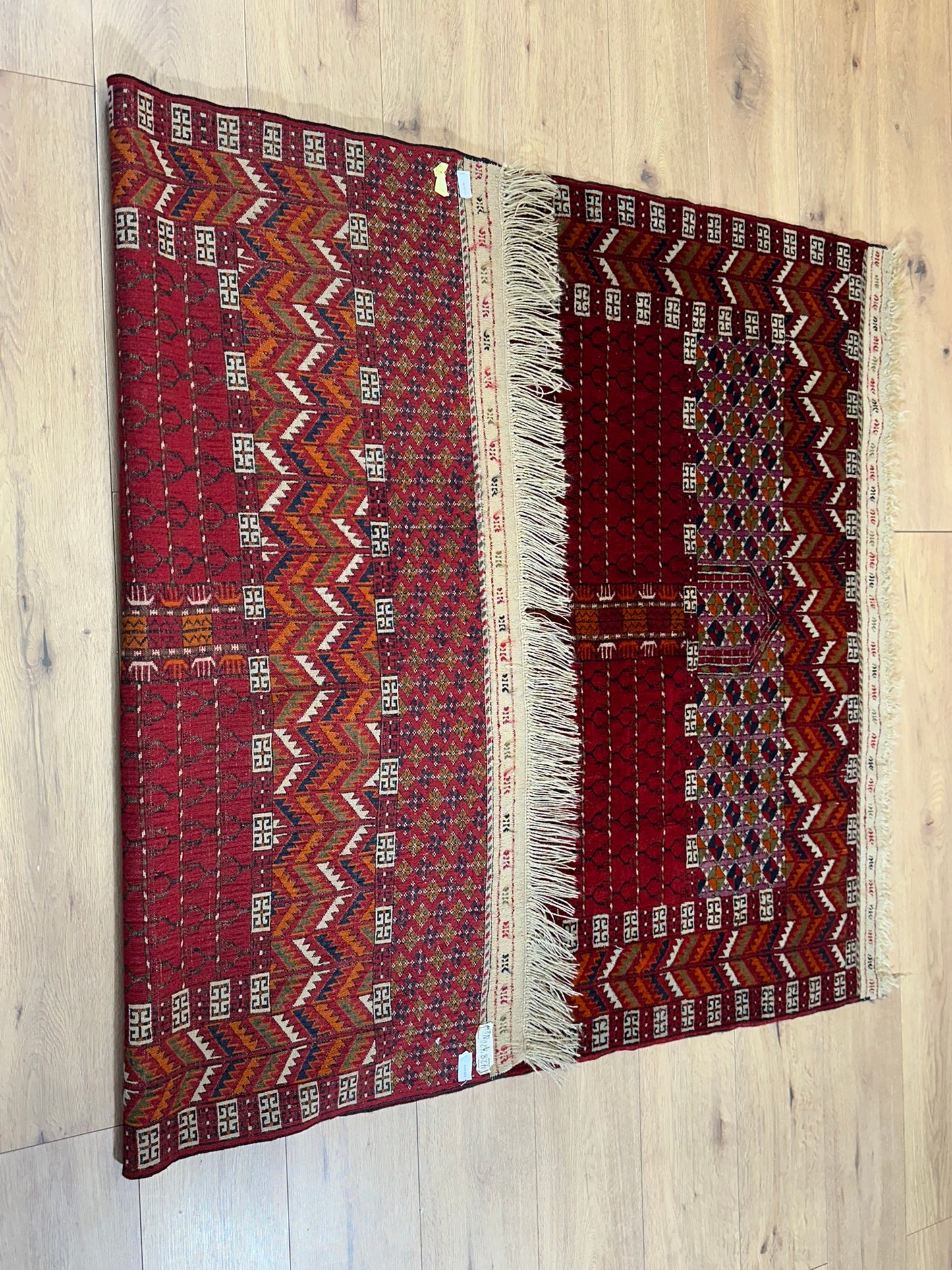 Antik Orientteppich handgeknüpft Jomut Buchara Naturfarben195x135 cm