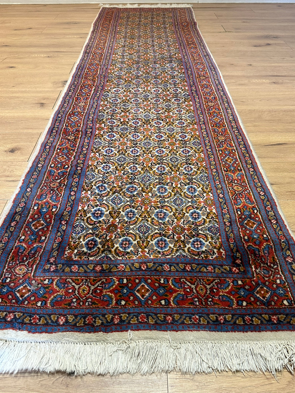 Orientteppich handgeknüpft Moud Läufer 295x77 cm