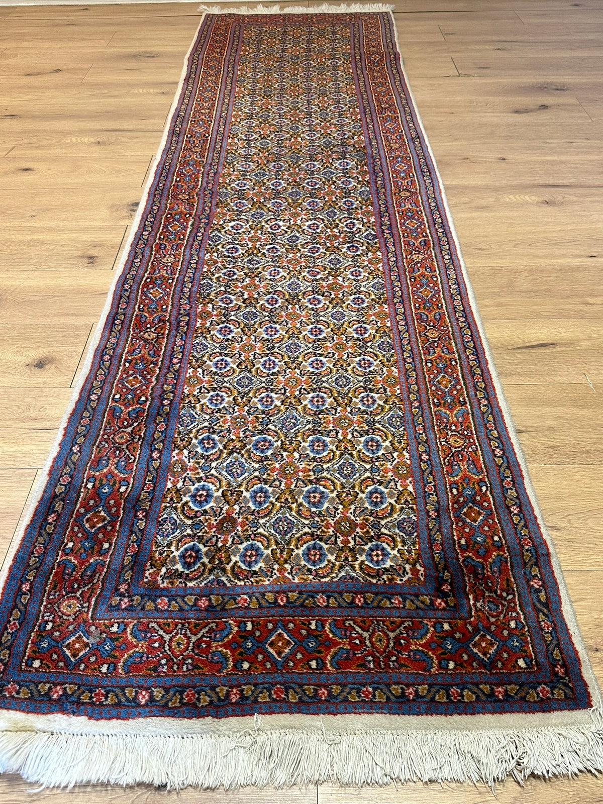 Orientteppich handgeknüpft Moud Läufer 295x77 cm