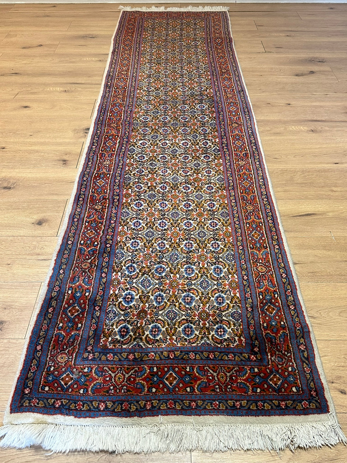 Orientteppich handgeknüpft Moud Läufer 295x77 cm