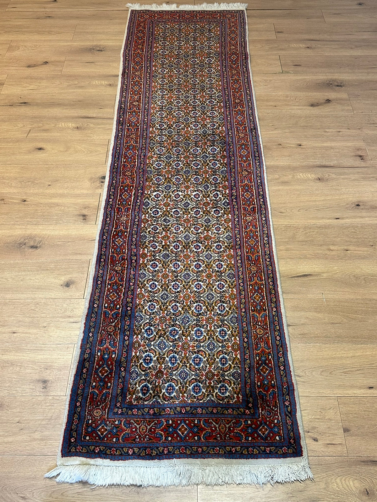 Orientteppich handgeknüpft Moud Läufer 295x77 cm