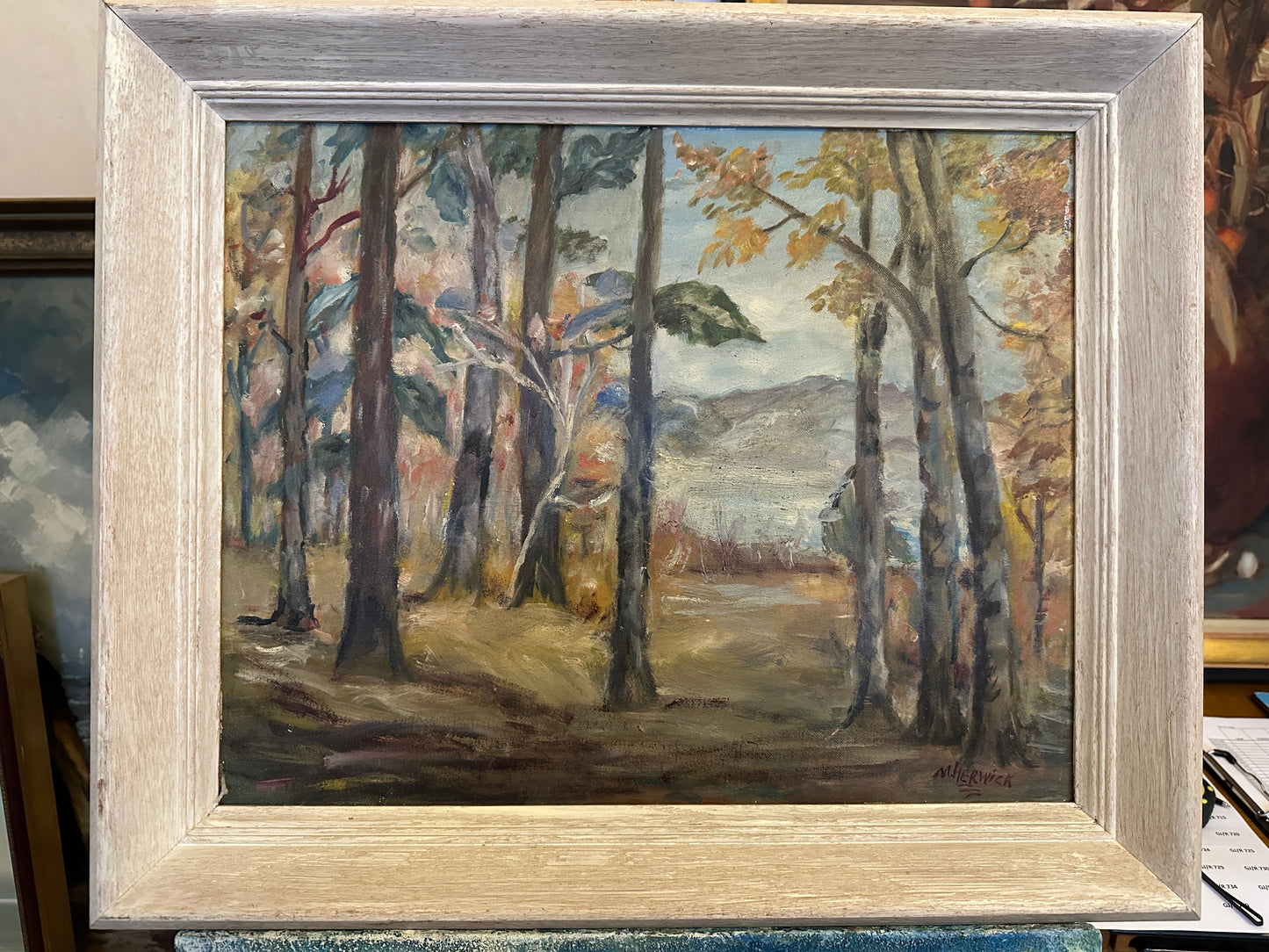 M. Herwick (XX) Ölgemälde Impressionistischer Waldblick 50x60cm