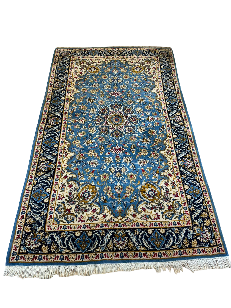 Orientteppich handgeknüpft Isfahan Korkwolle 250x145 cm
