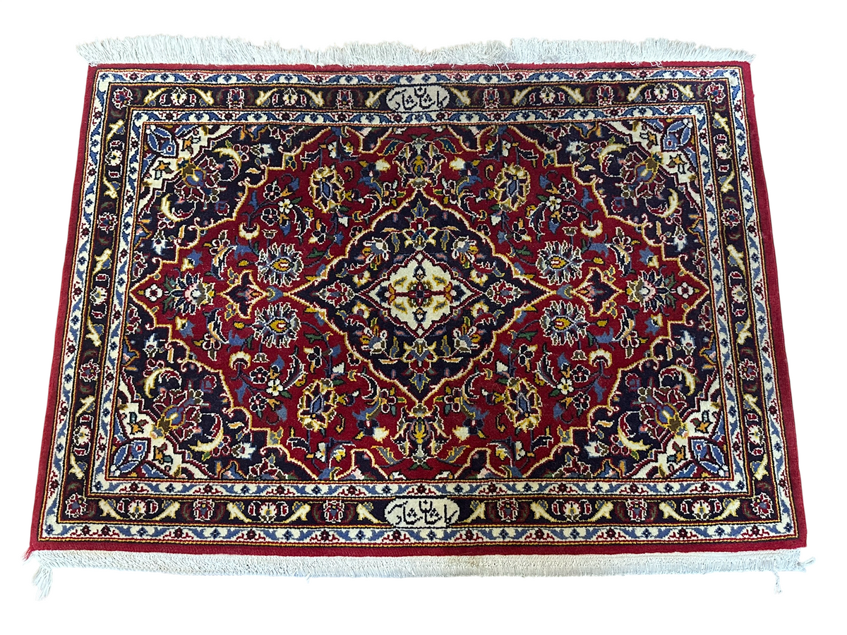 Orientteppich handgeknüpft Keschan signiert 97x96 cm